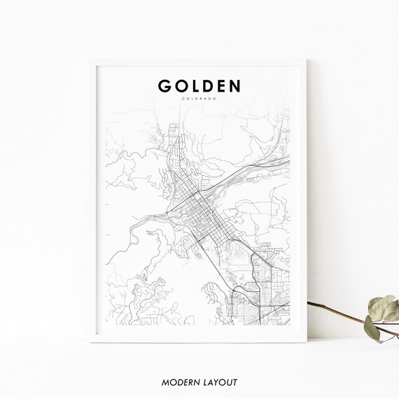 Golden Colorado Modern Street Map Poster Minimalist City Layout