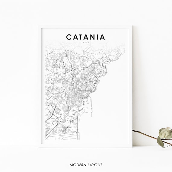 Catania Italy Map Print Italia Art Poster Comune Sicily City Street Road Nursery Room Wall Office Decor