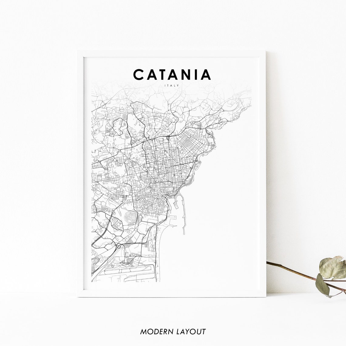 Catania Sicily Italy City Street Map Minimalist Modern Poster