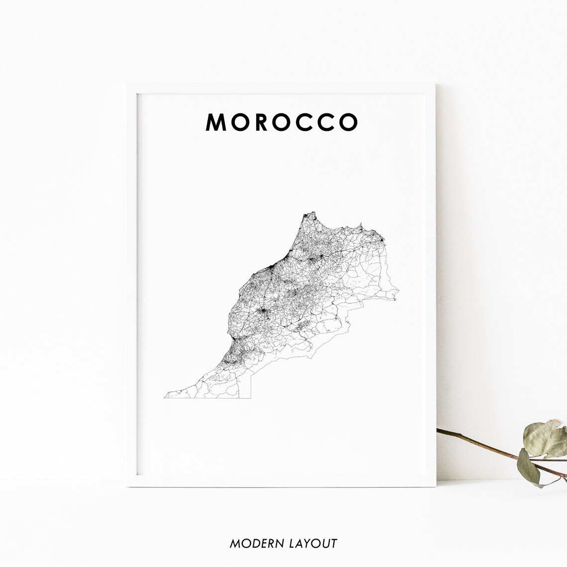 Northern Morocco Map Art Print, Rabat to Casablanca
