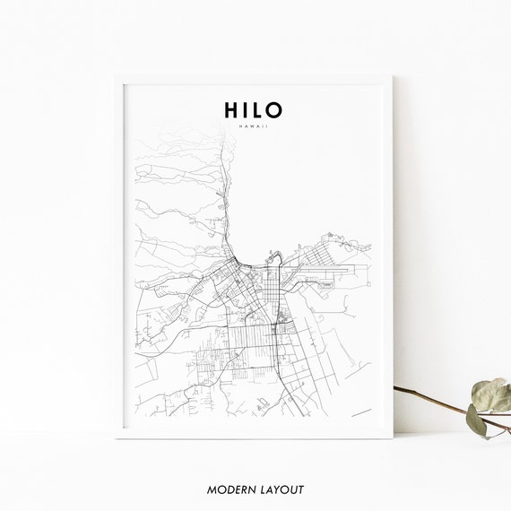 Hilo HI Map Print, Hawaii Nursery Room Art Poster