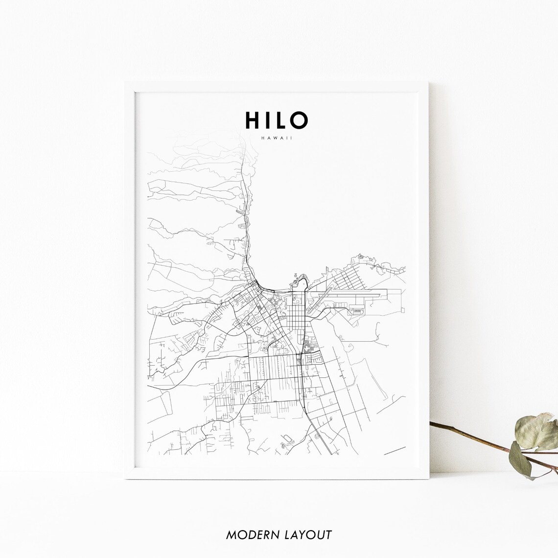 Hilo HI Map Print, Hawaii Nursery Room Art Poster
