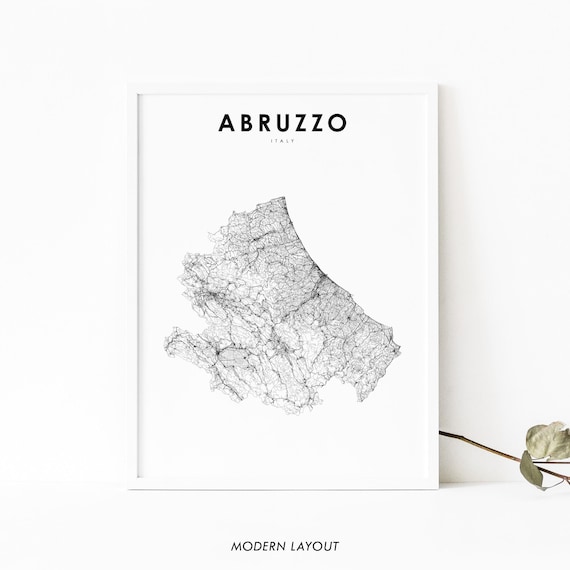 Abruzzo Italy Map Print, Travel Road Poster