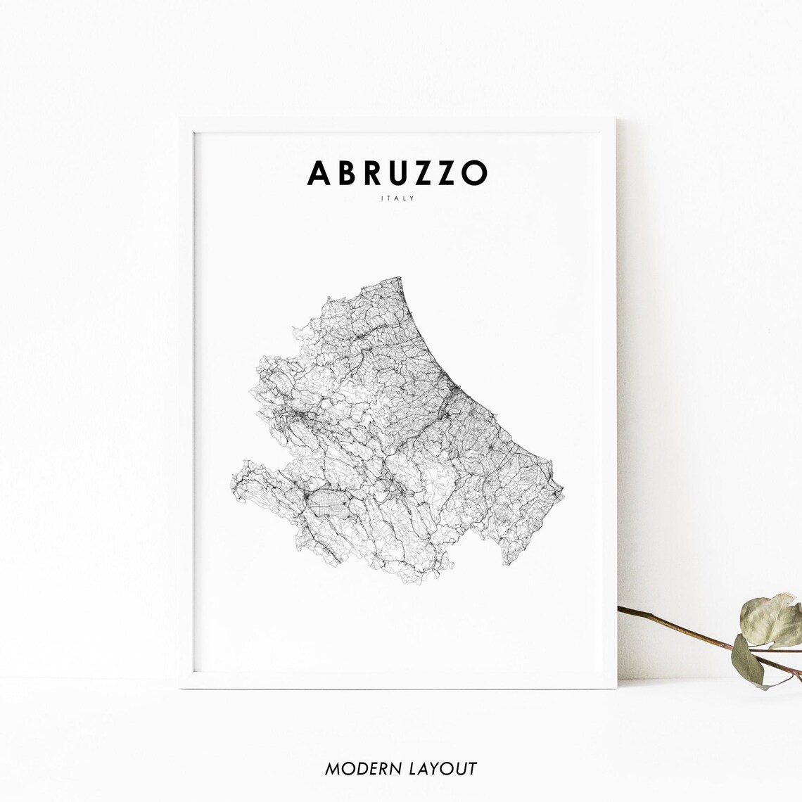 Abruzzo Italy Map Print, Travel Road Poster