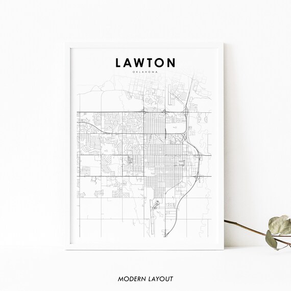 Lawton, OK Map Print, Oklahoma Wall Art