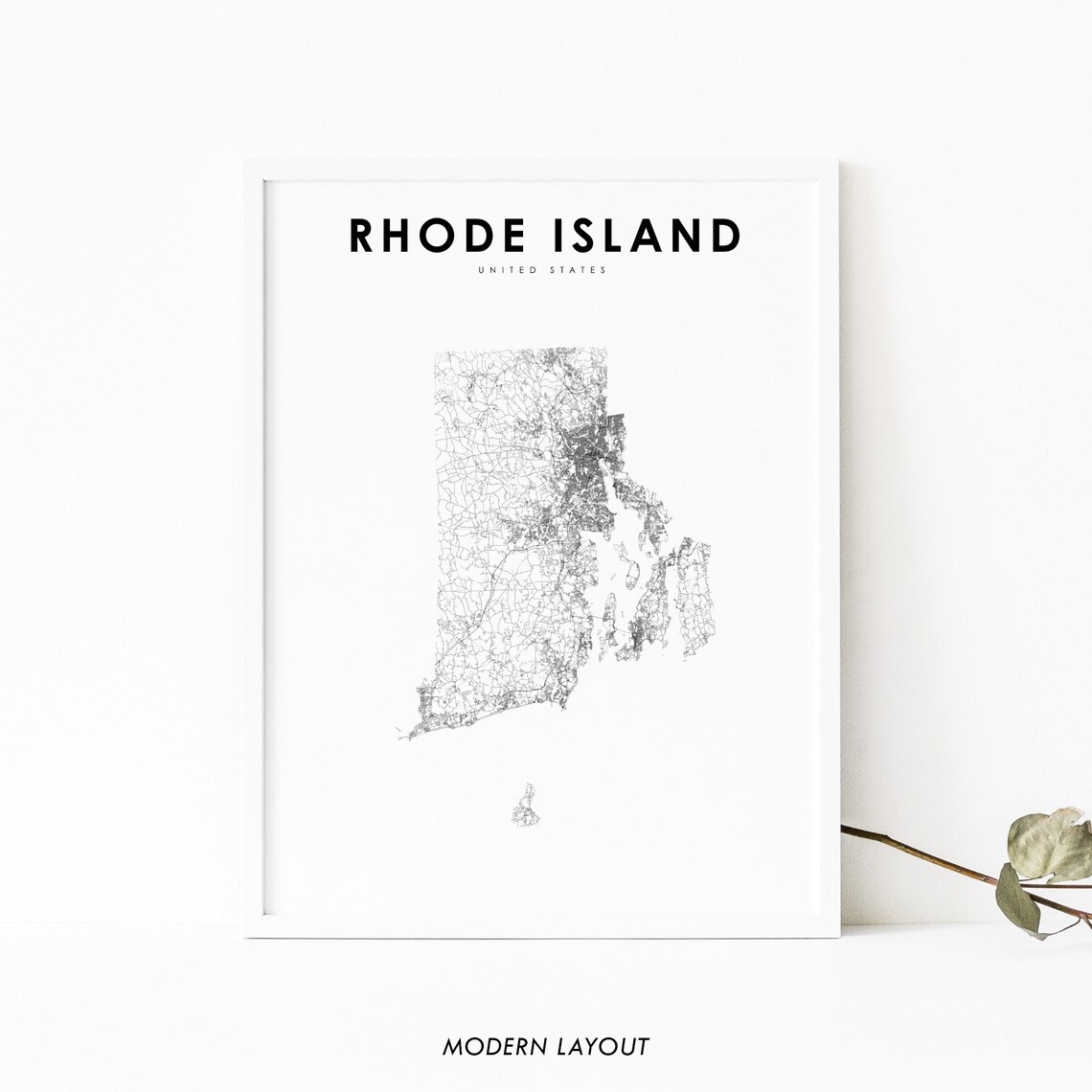 Rhode Island Map Art Print, Nursery Room Decor