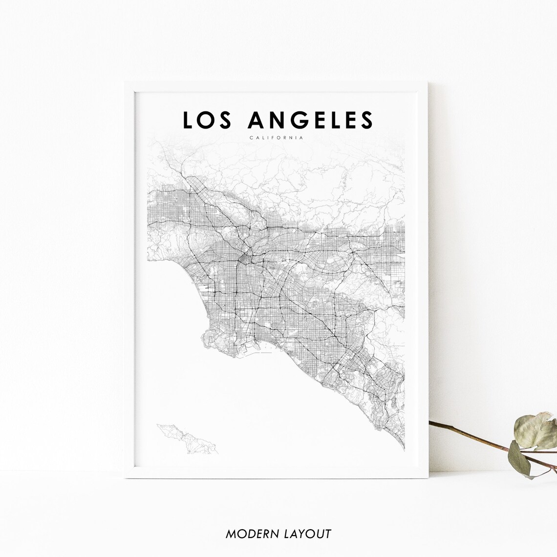 Greater Los Angeles CA Map Poster, Nursery Wall Decor