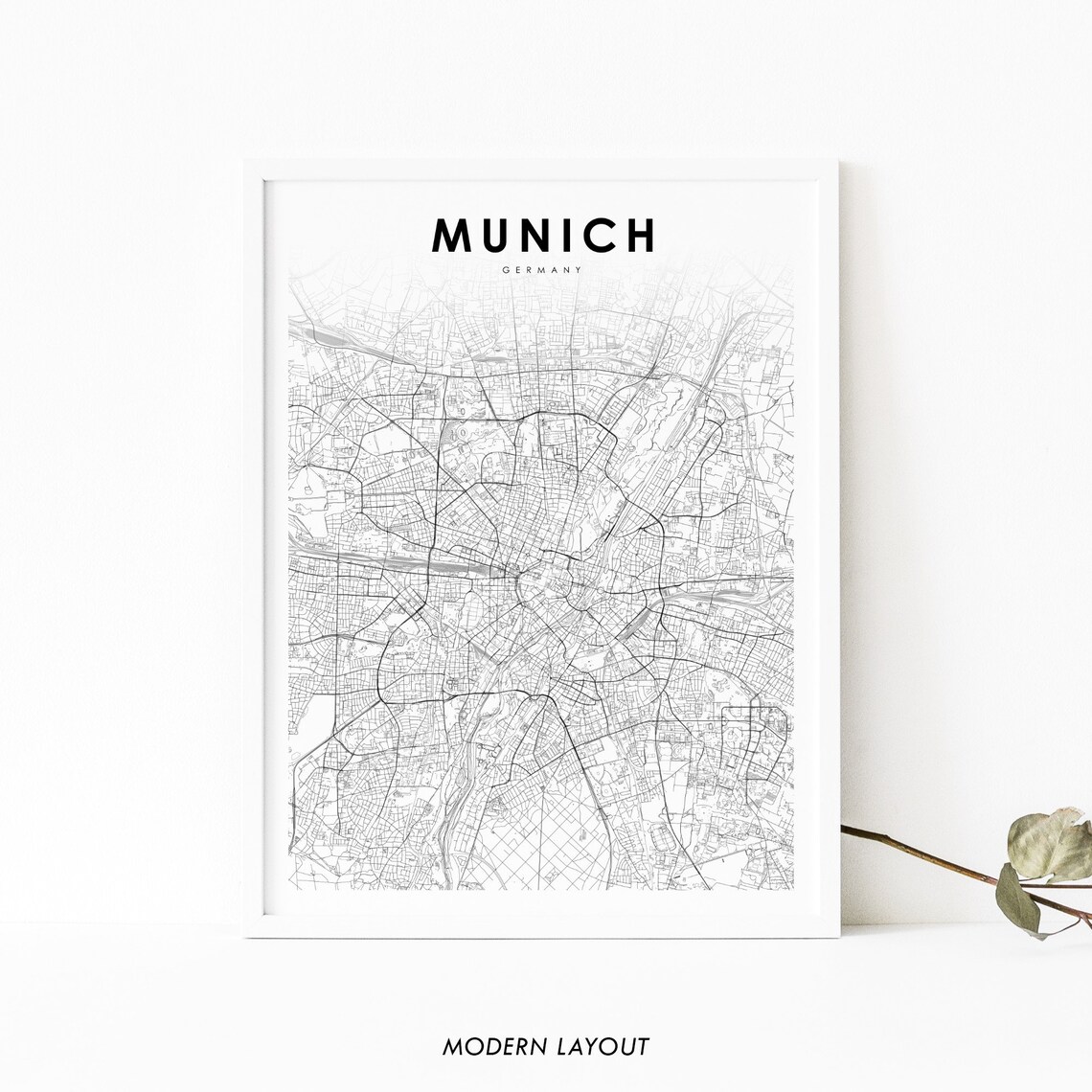 Munich Area Germany Map Print, Bavaria City Map