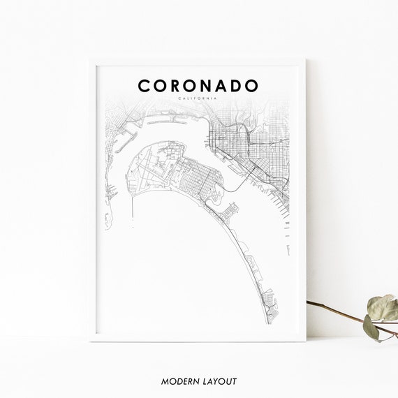 Coronado CA Map Print, San Diego Bay Poster