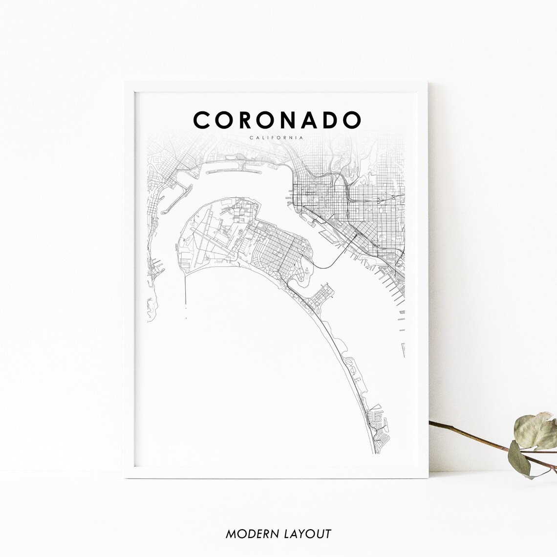 Coronado CA Map Print, San Diego Bay Poster