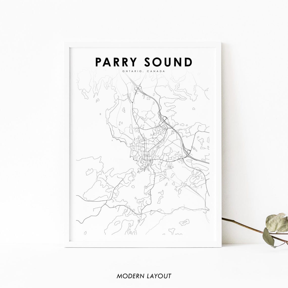 Parry Sound Ontario Canada Minimalist Street Map Modern Layout Poster