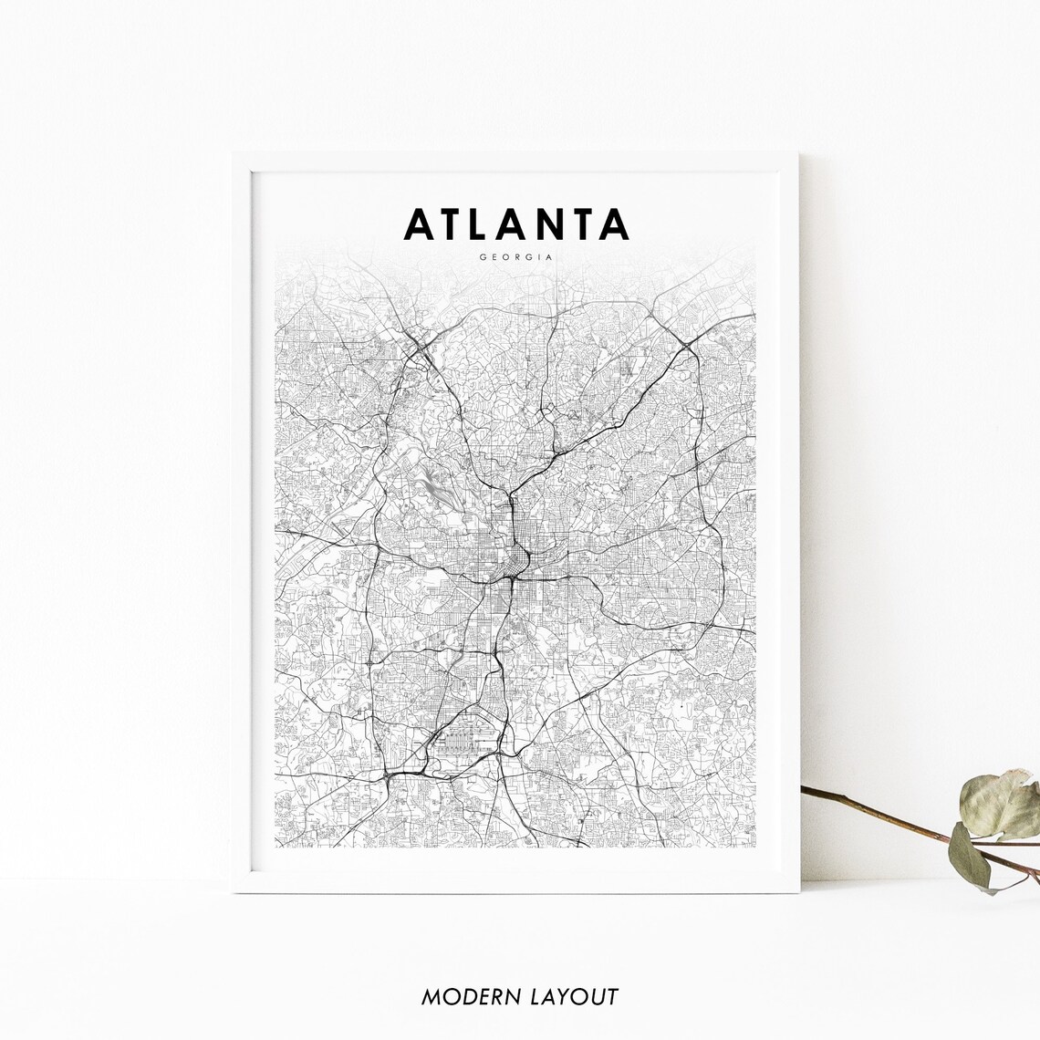 Atlanta Area GA Map Print, Georgia City Poster