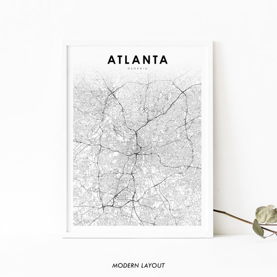 Atlanta Area GA Map Print, Georgia City Poster