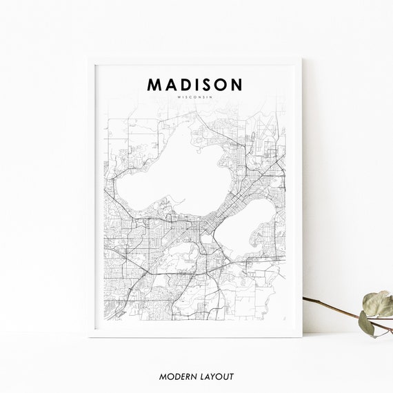 Madison WI Map Print, Wisconsin City Poster