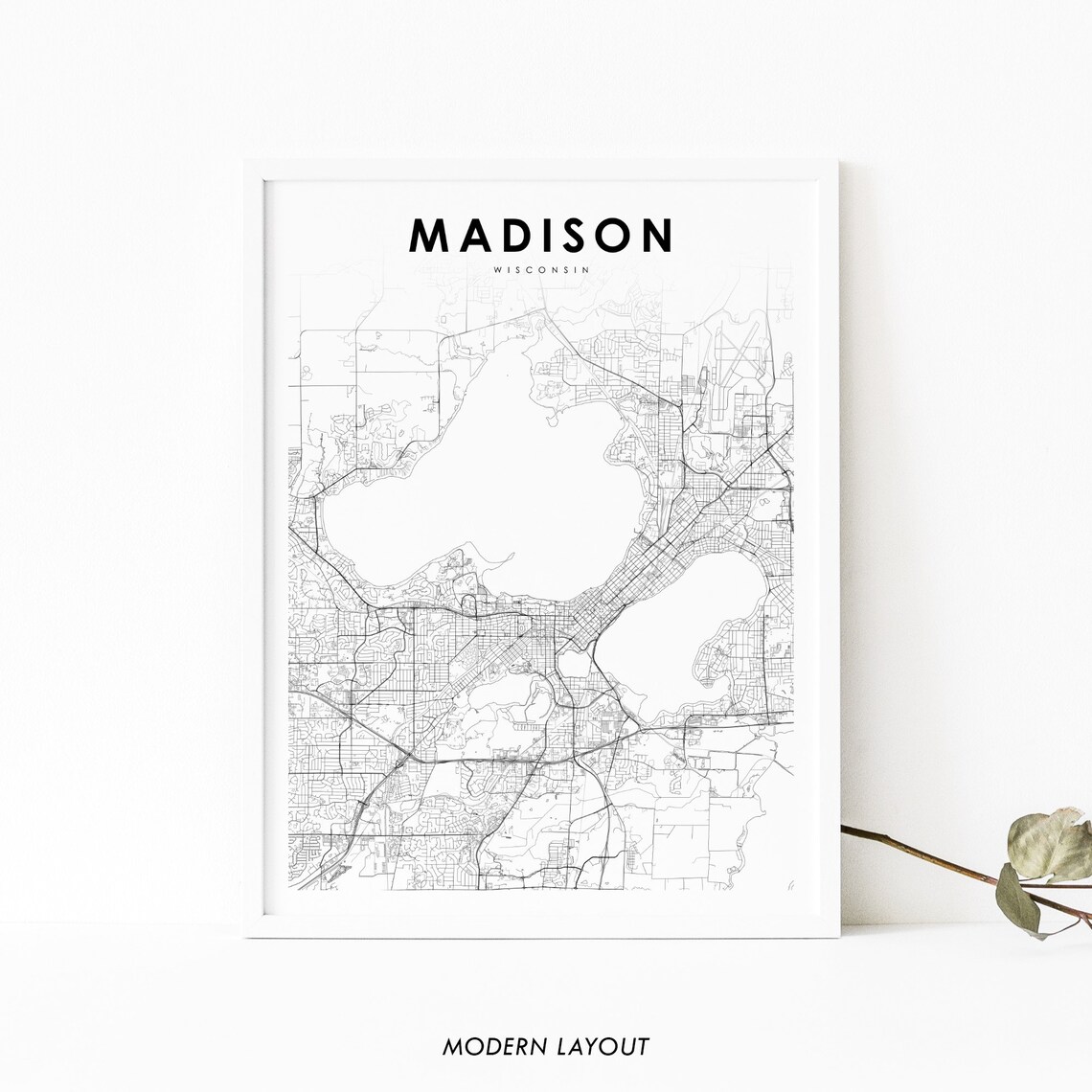 Madison WI Map Print, Wisconsin City Poster