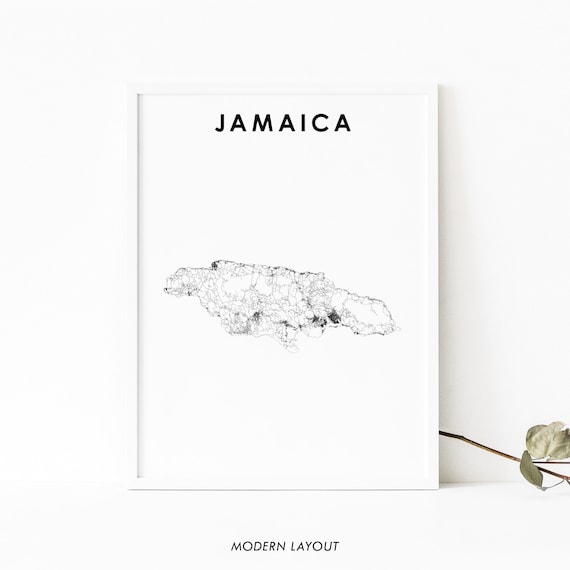 Jamaica Map Print Country Road Poster Kingston Caribbean Art Nursery Room Wall Office Decor