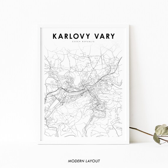 Karlovy Vary Czech Republic Map Print Czechia Art Poster City Street Road Nursery Room Wall Office Decor