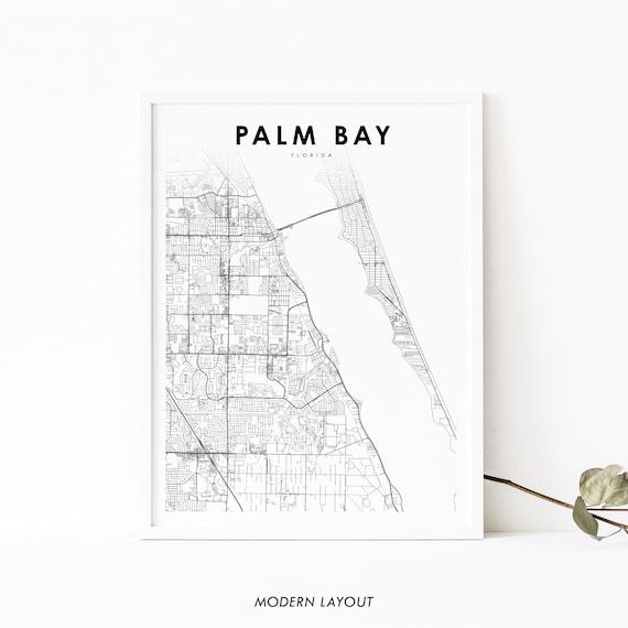 Palm Bay Fl Map Print Florida Usa Art Poster Brevard County City Street Road Nursery Room Wall Office Decor