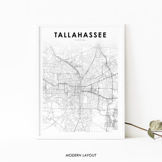 Tallahassee FL Map Print, Florida City Art Poster