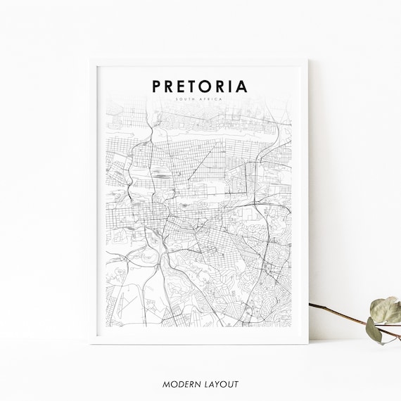 Pretoria South Africa Minimalist Monochrome City Map Art Poster