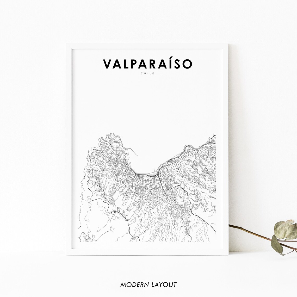 Valparaiso Chile Map Print, Nursery Room Wall Art