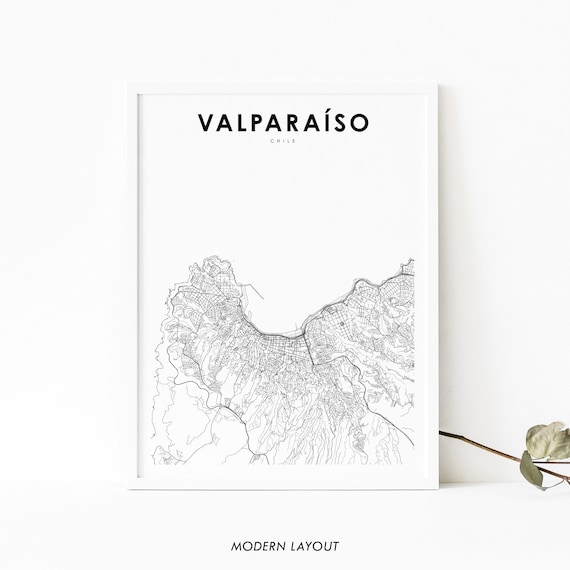 Valparaiso Chile Map Print, Nursery Room Wall Art