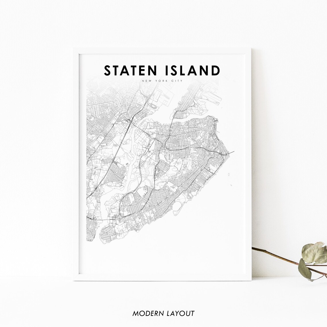 Staten Island NYC Map Print, New York City Art Poster