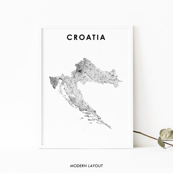 Croatia Map Print, Country Road Travel Poster
