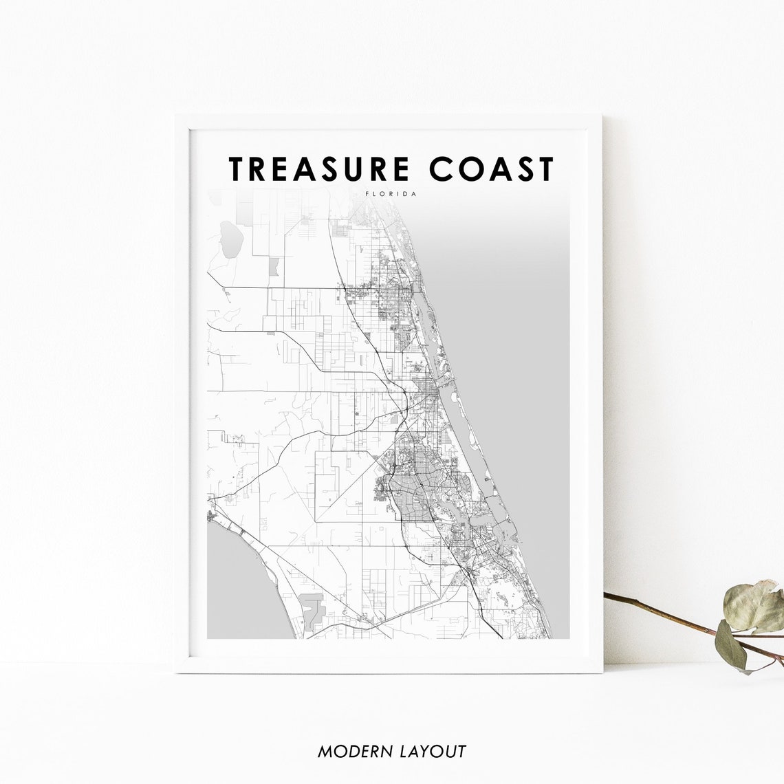 Treasure Coast Florida Minimalist Map Coastal Line Art Poster