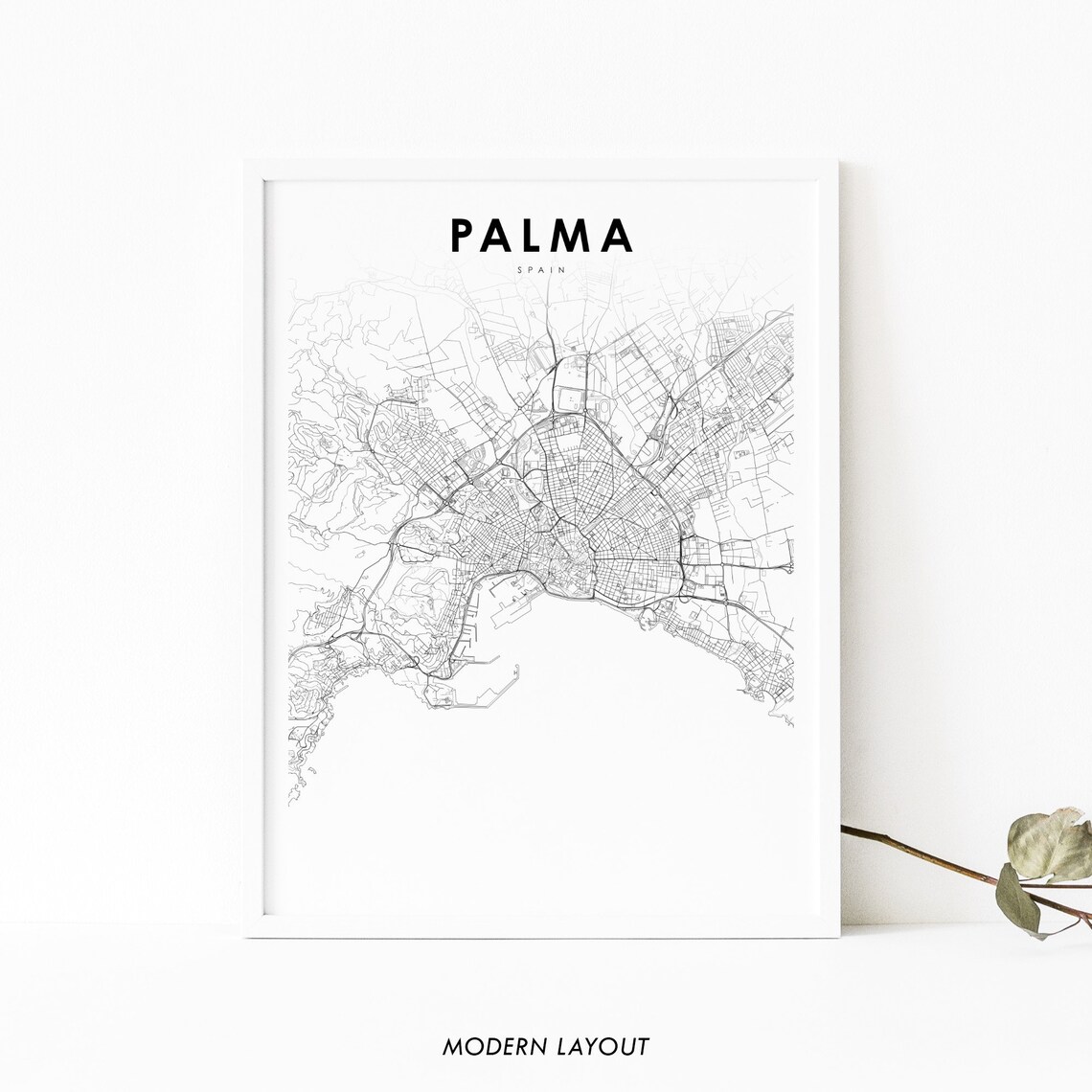 Palma De Mallorca Spain Map Poster Print