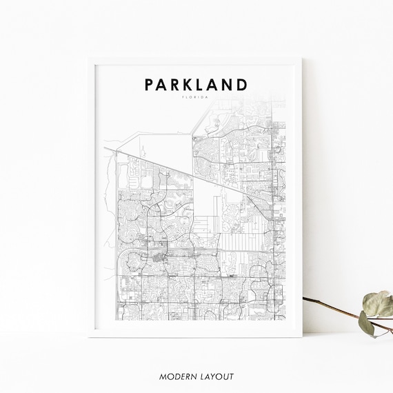 Parkland Fl Map Print Florida Usa Art Poster Broward County City Street Nursery Room Wall Office Decor