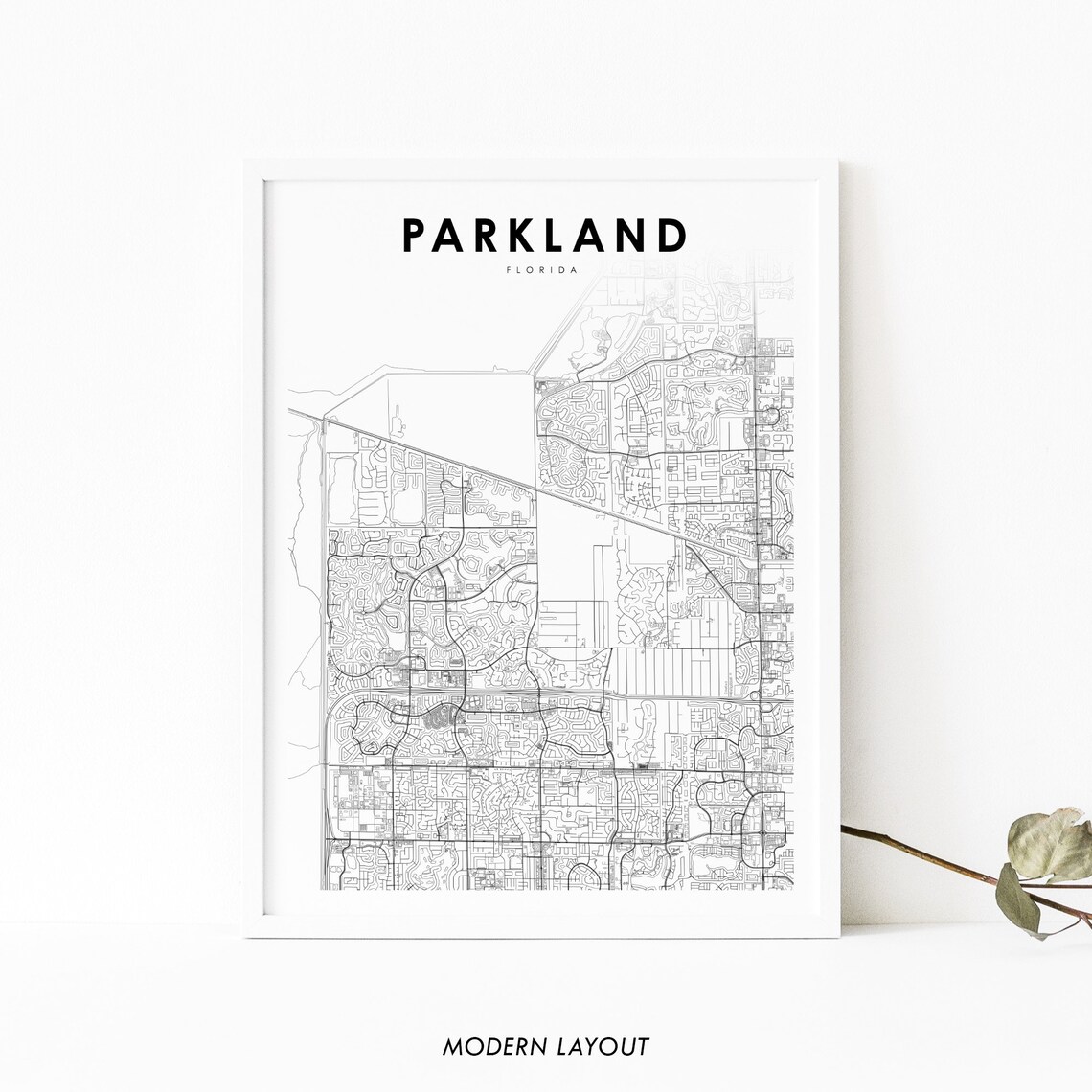 Parkland Florida Minimalist City Street Map Travel Gift Poster