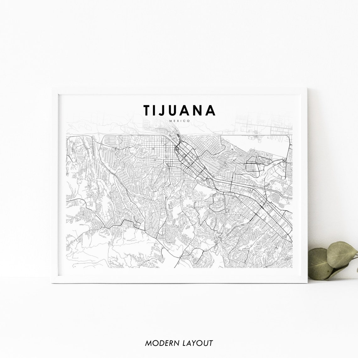 Tijuana Mexico Minimalist City Street Map Poster Modern Layout