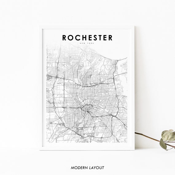 Rochester NY Map Print, Monroe County City Art Poster