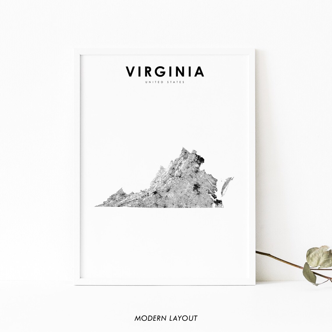 Virginia Map Print, Nursery Room Wall Decor