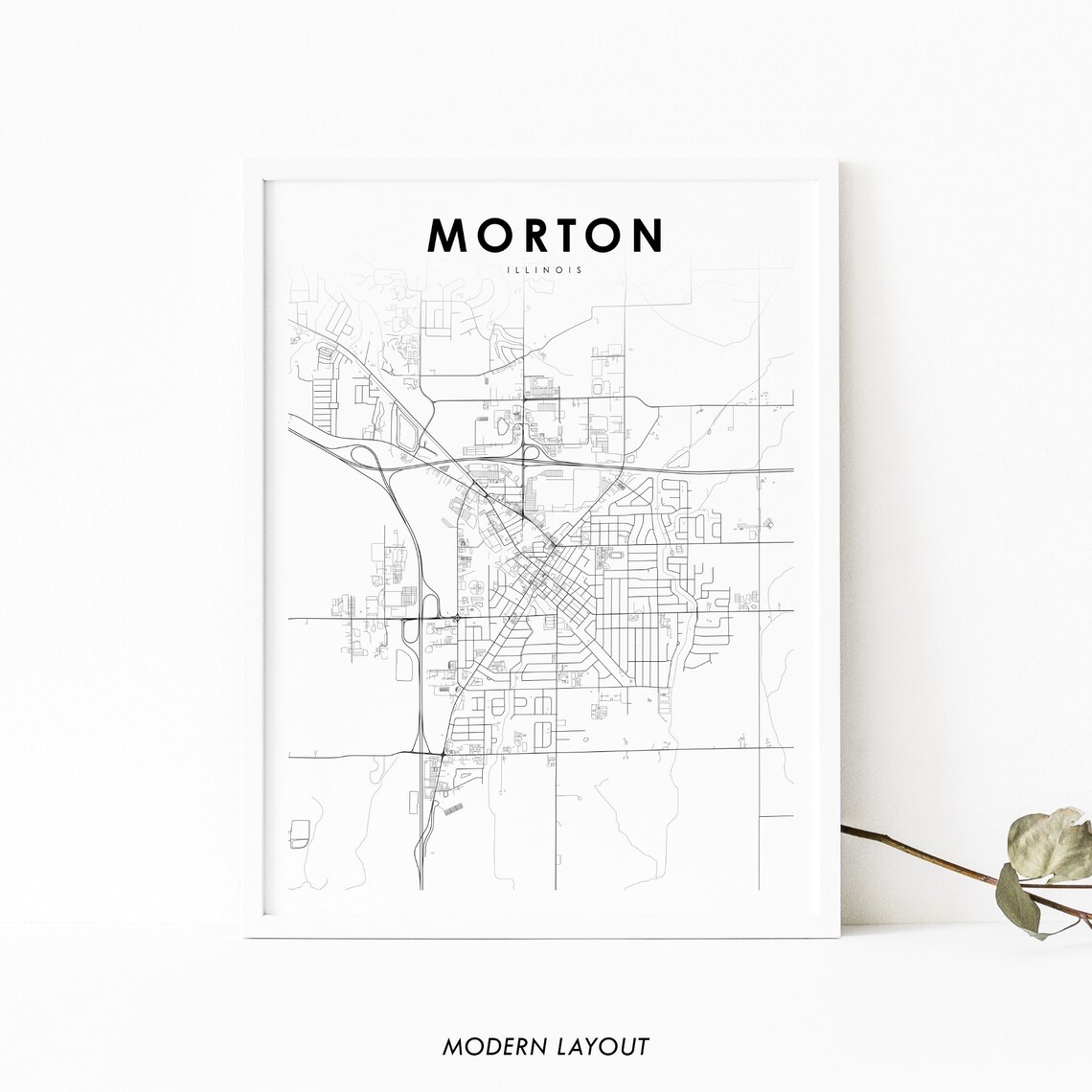 Morton IL Map Print, Illinois Nursery Wall Art