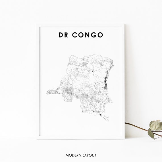 Dr Congo Map Print, Nursery and Office Decor