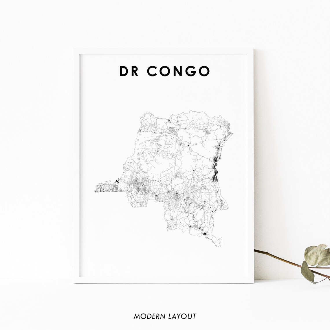 Dr Congo Map Print, Nursery and Office Decor