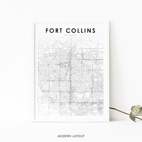 Fort Collins Co Map Print Colorado Usa Art Poster City Street Road Nursery Room Wall Office Decor