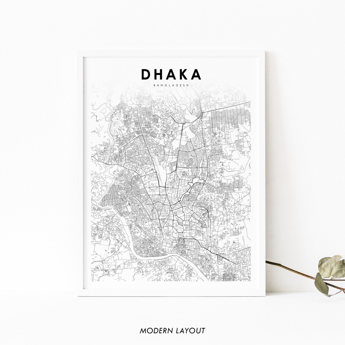 Dhaka Bangladesh Map Art Print, Nursery Room Decor