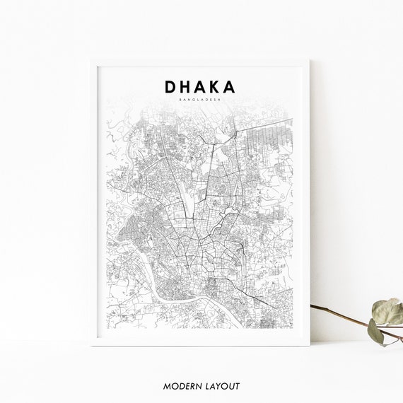 Dhaka Bangladesh Map Art Print, Nursery Room Decor