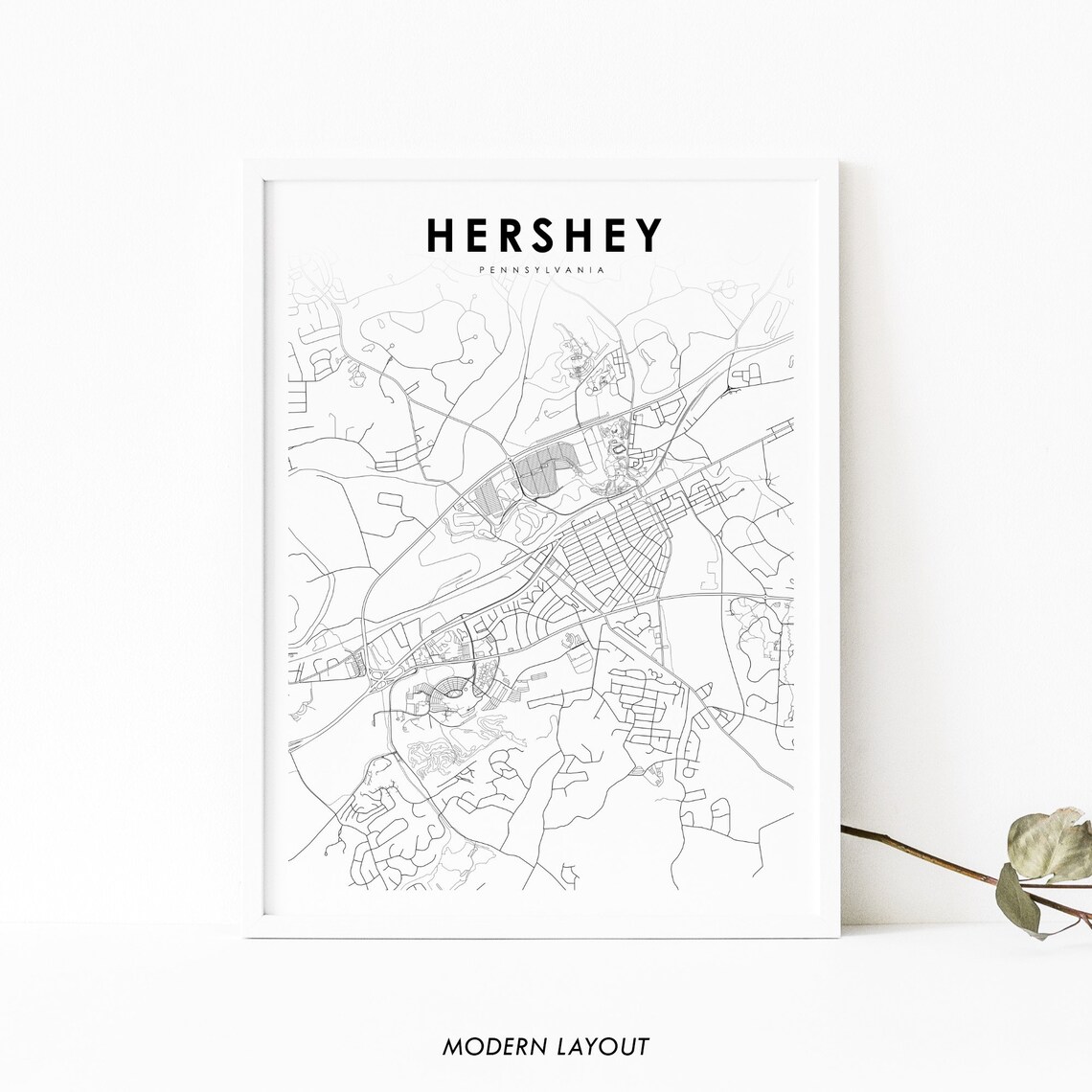 Hershey, PA Map Print, Pennsylvania Travel Poster