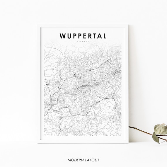 Wuppertal Germany Map Print Deutschland Art Poster City Street Road Nursery Room Wall Office Decor