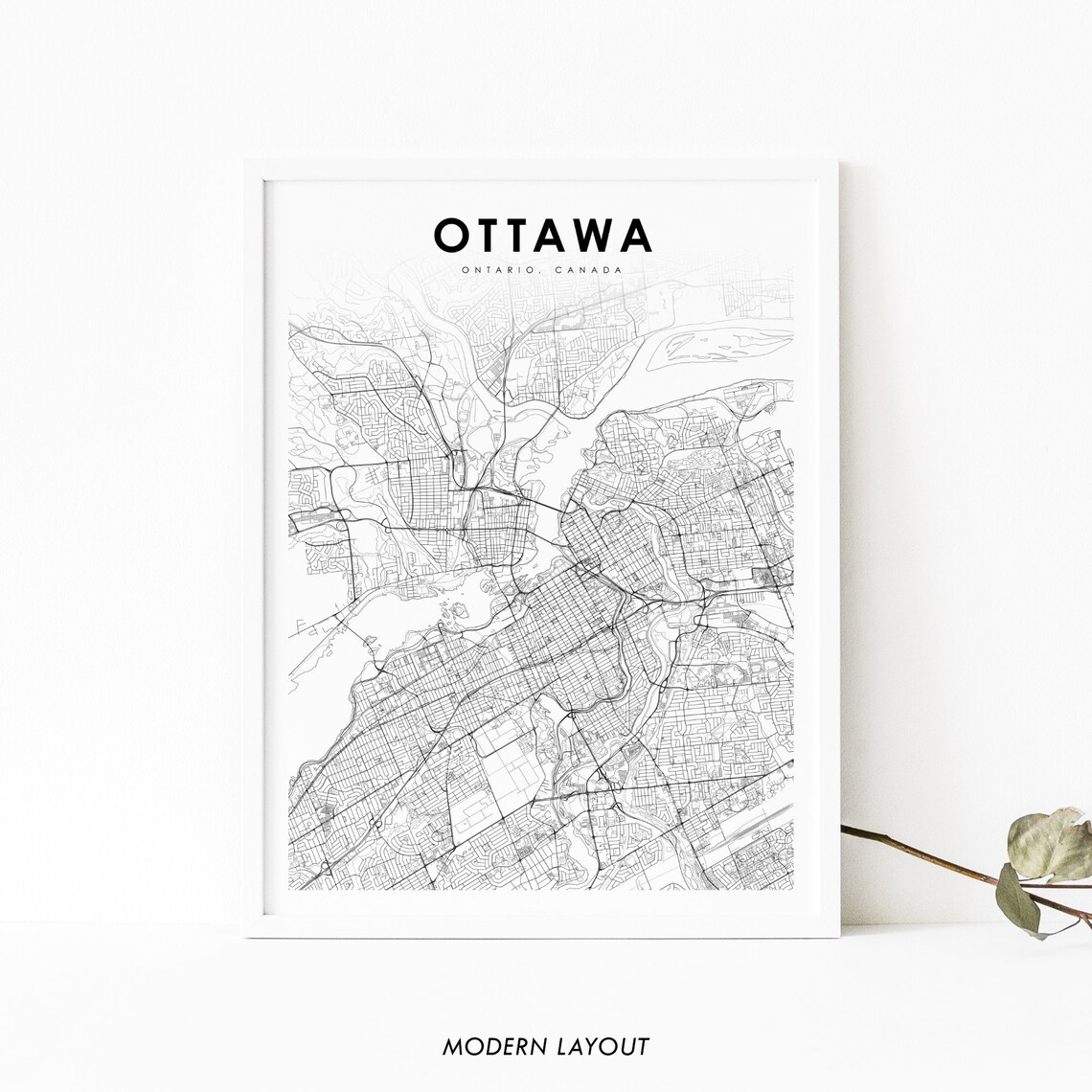Ottawa Ontario Map Art Print, Canada Nursery Decor