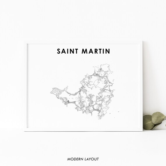 Saint Martin Map Print Road Poster Sint Maarten Saintmartin St Marigot Art Nursery Room Wall Office Decor