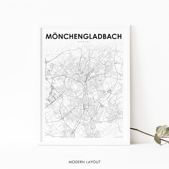 Monchengladbach Germany Minimalist Black And White City Map Poster