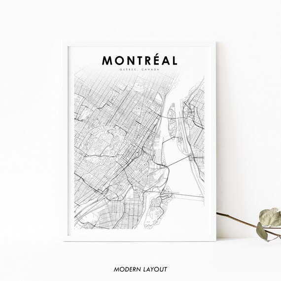 Downtown Montreal Map Print, Nursery Room Decor