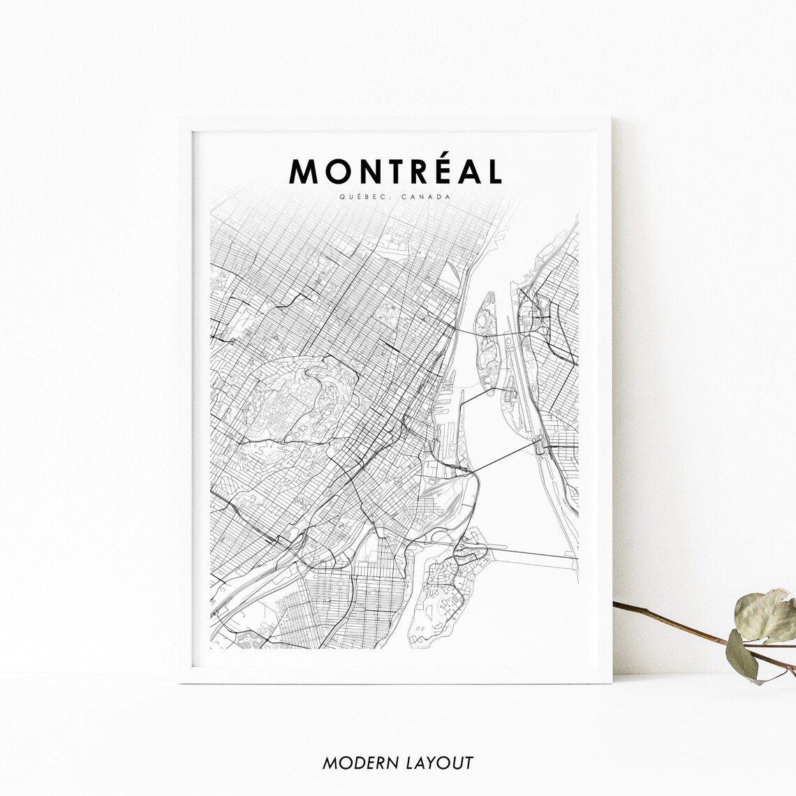 Downtown Montreal Map Print, Nursery Room Decor