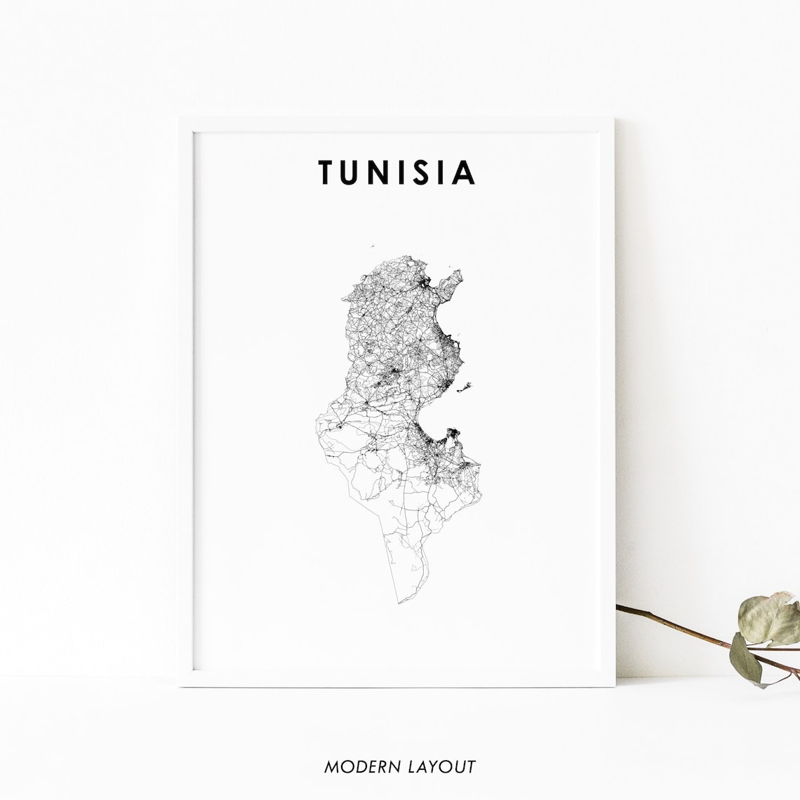 Tunisia Map Print, Nursery Room Office Decor