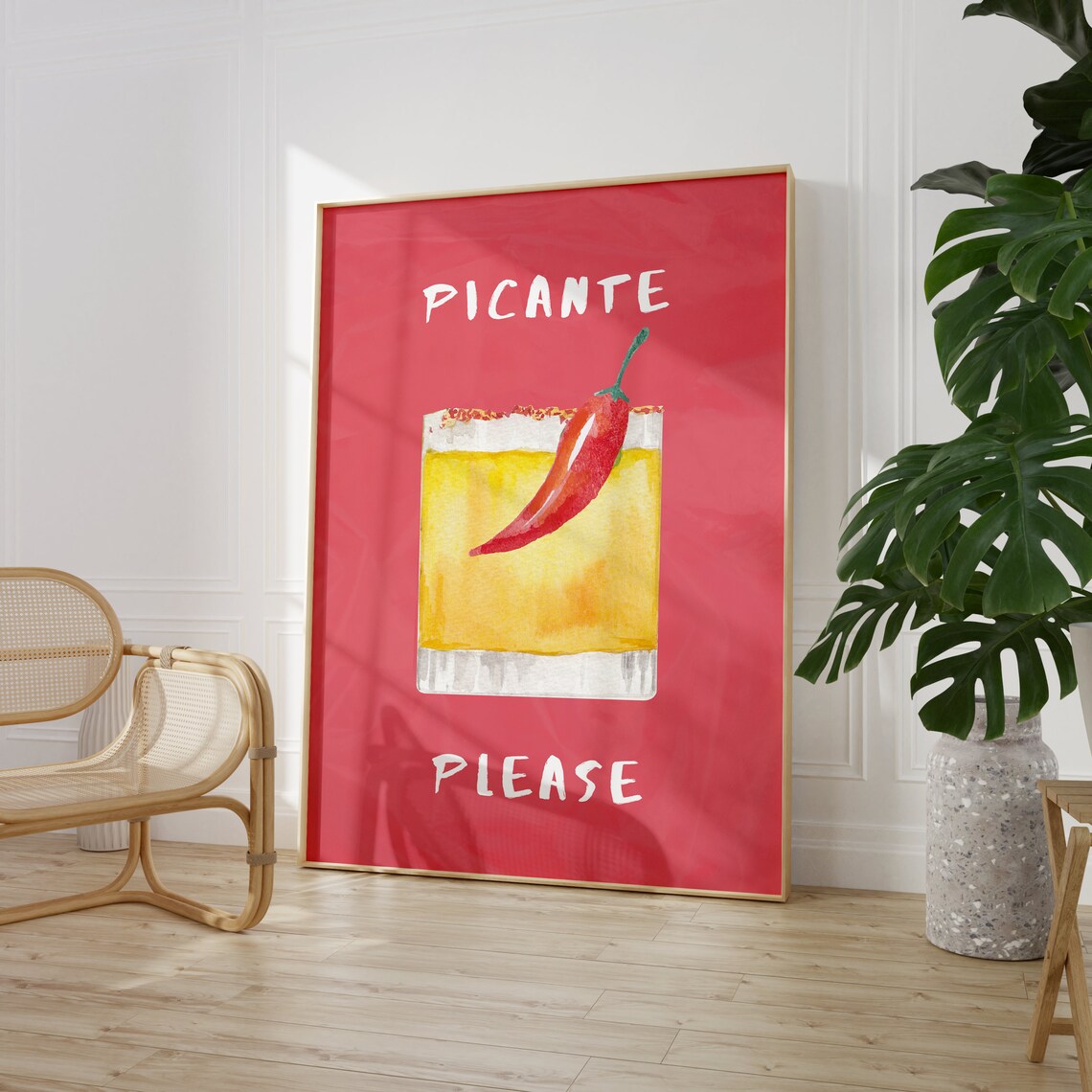 Picante Cocktail Kitchen Art Print, Bar Cart Decor